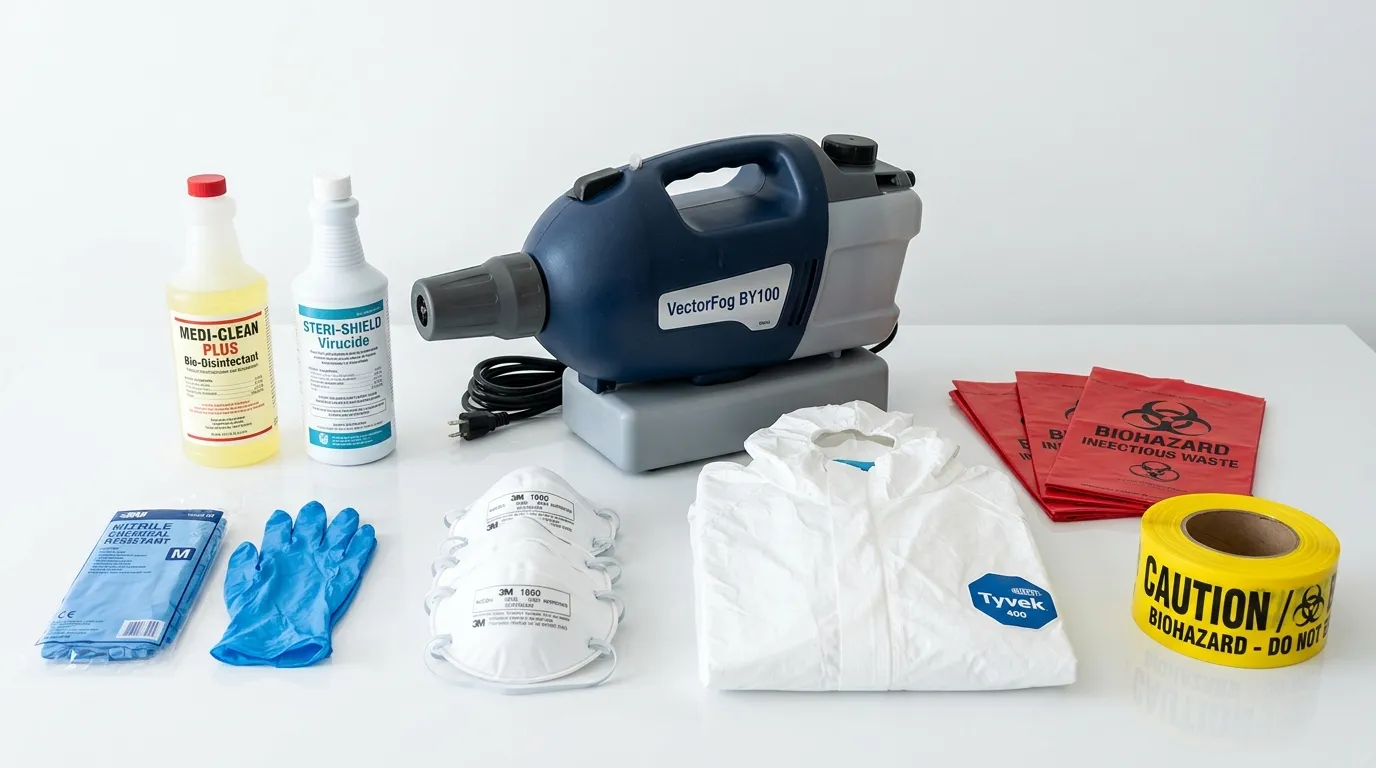 Professional biohazard remediation crew working in Conroe